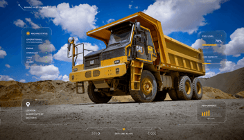 CAT 707 machine with health data overlay 